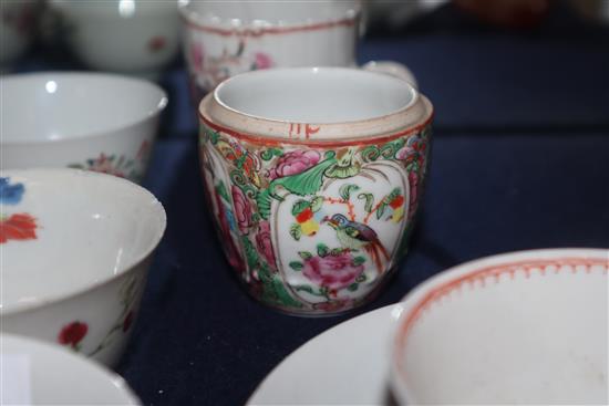 An 18th century famille rose tea bowl and saucer and other 18th/19th century Chinese famille rose tea bowls etc